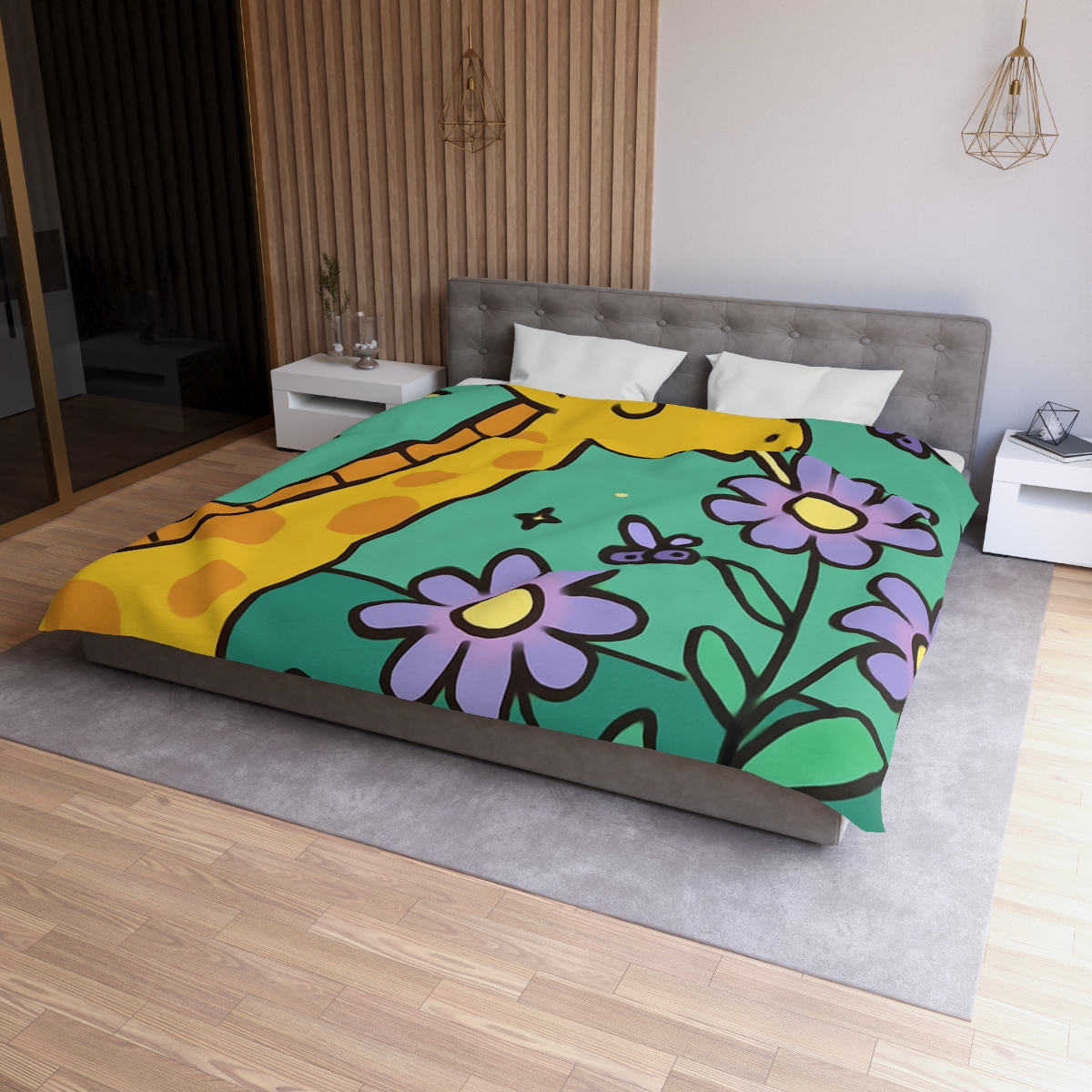 Galactic Garden Giraffe trendy bedroom duvets