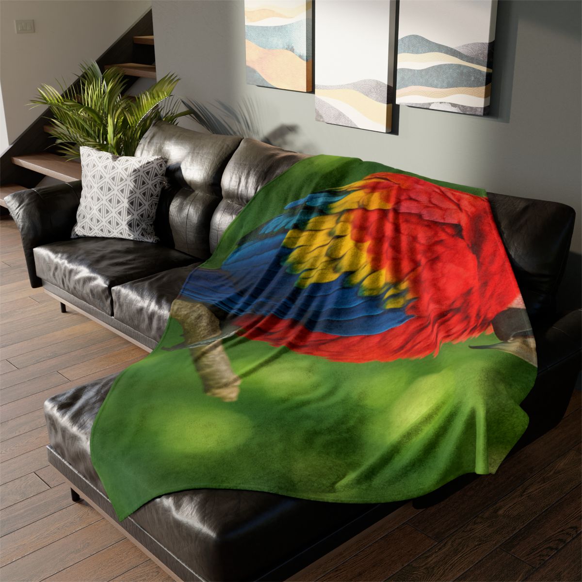 Color Storm Scarlet Macaw trendy patterned blankets