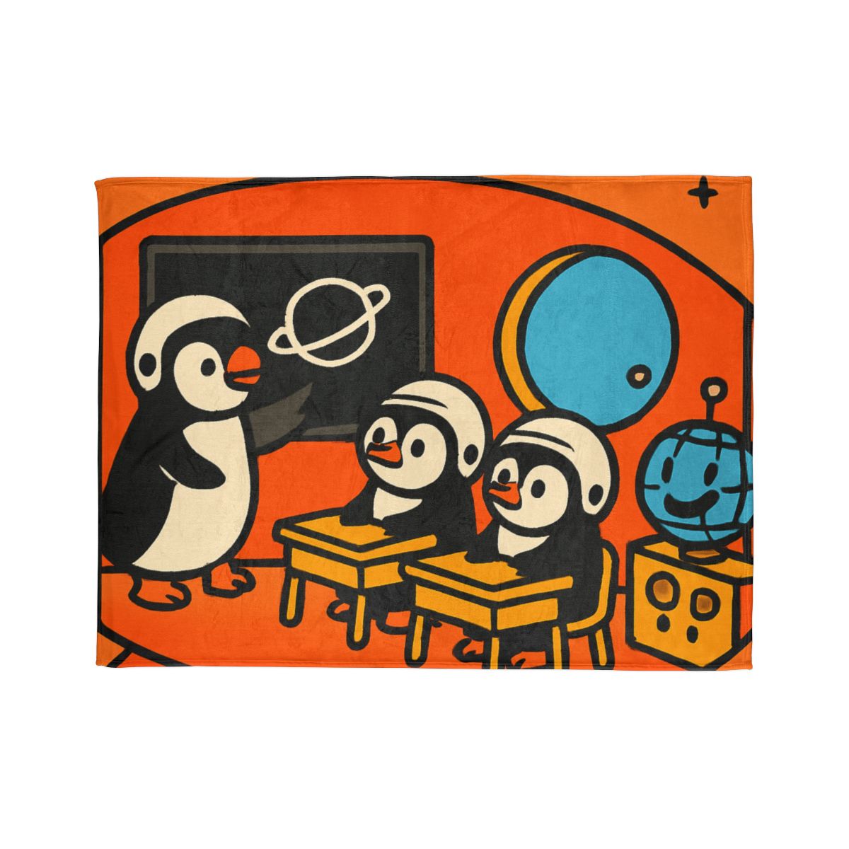 Rocket Classroom With Penguin Pilots unique gift blankets