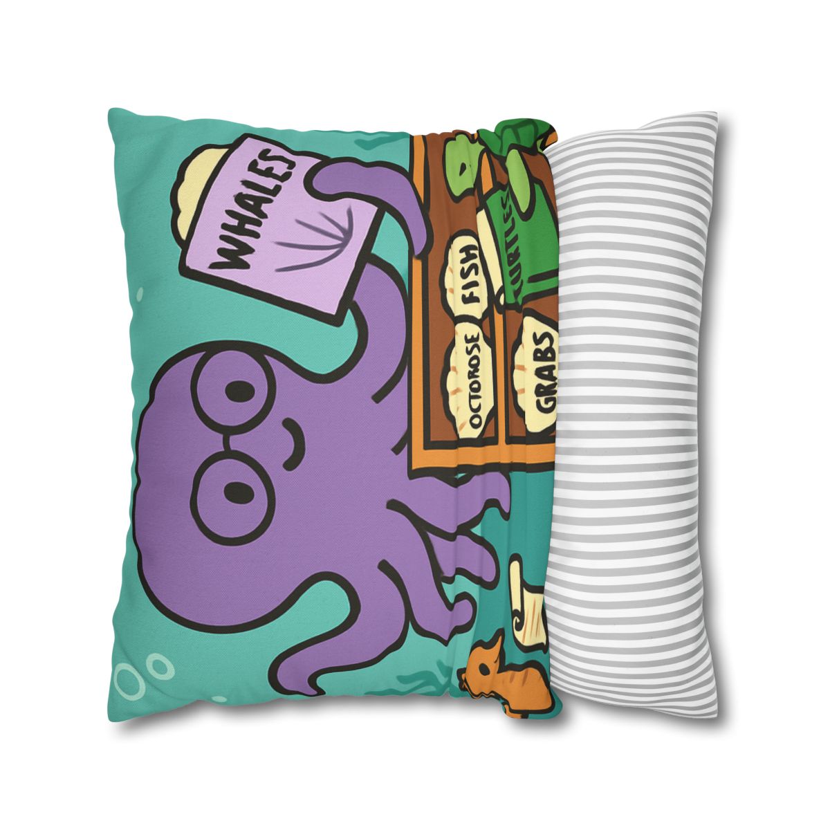 Undersea Library Of The Curious Octopus designer print pillow cases