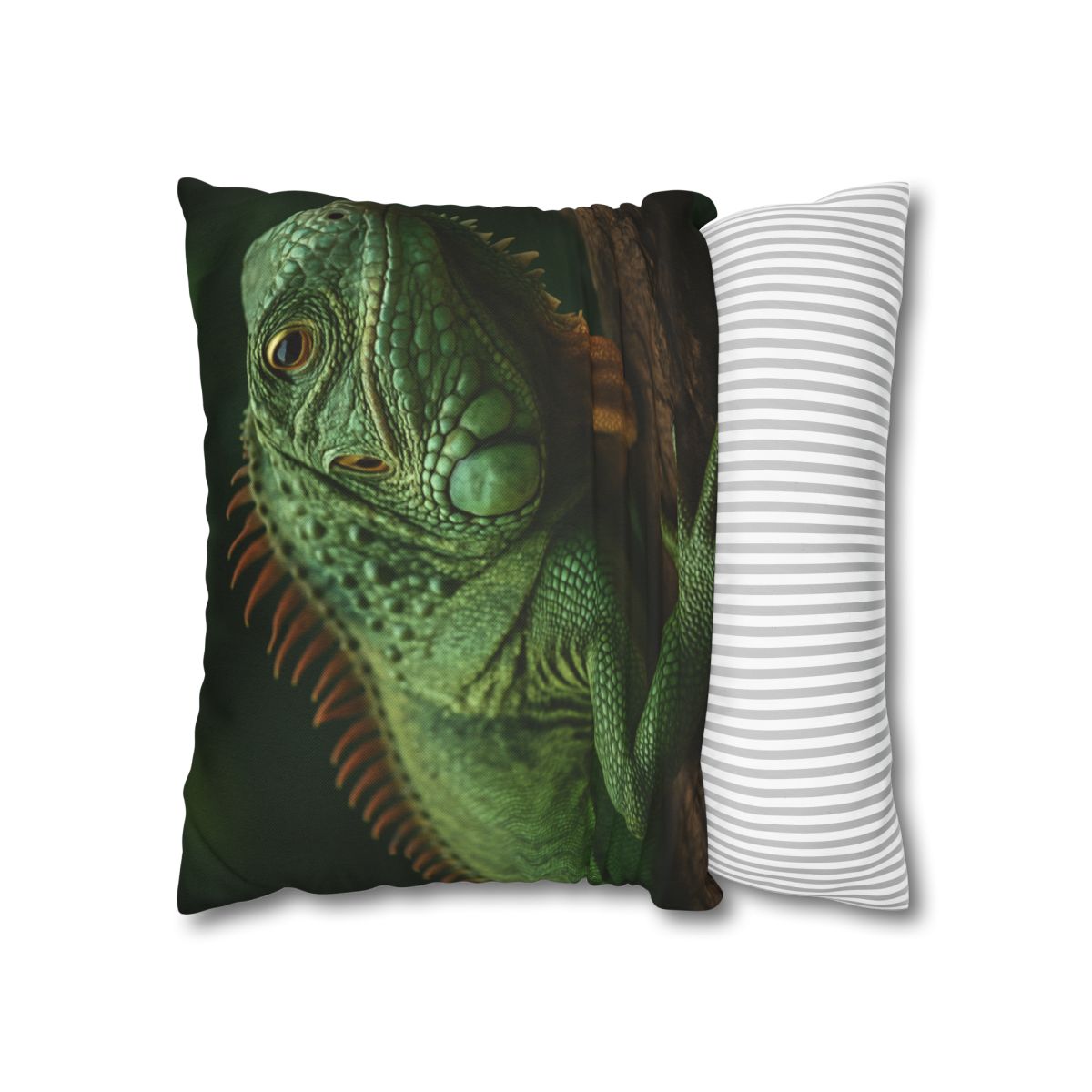 Sunlit Perch Green Iguana designer print pillow cases