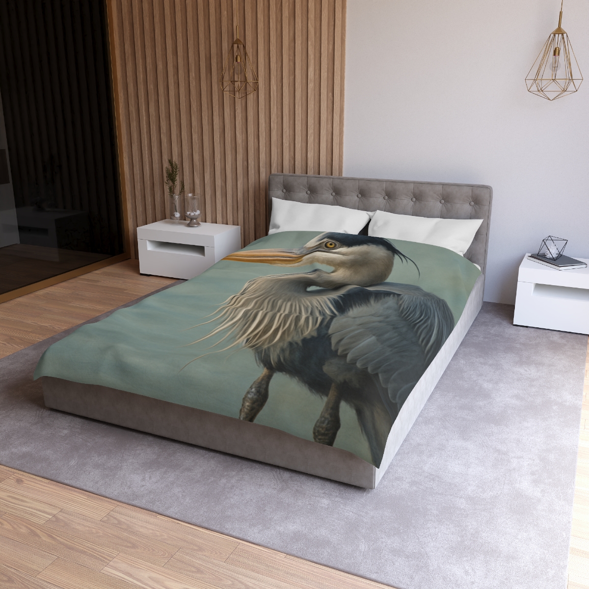 Harbor Watch Great Blue Heron unique patterned duvets