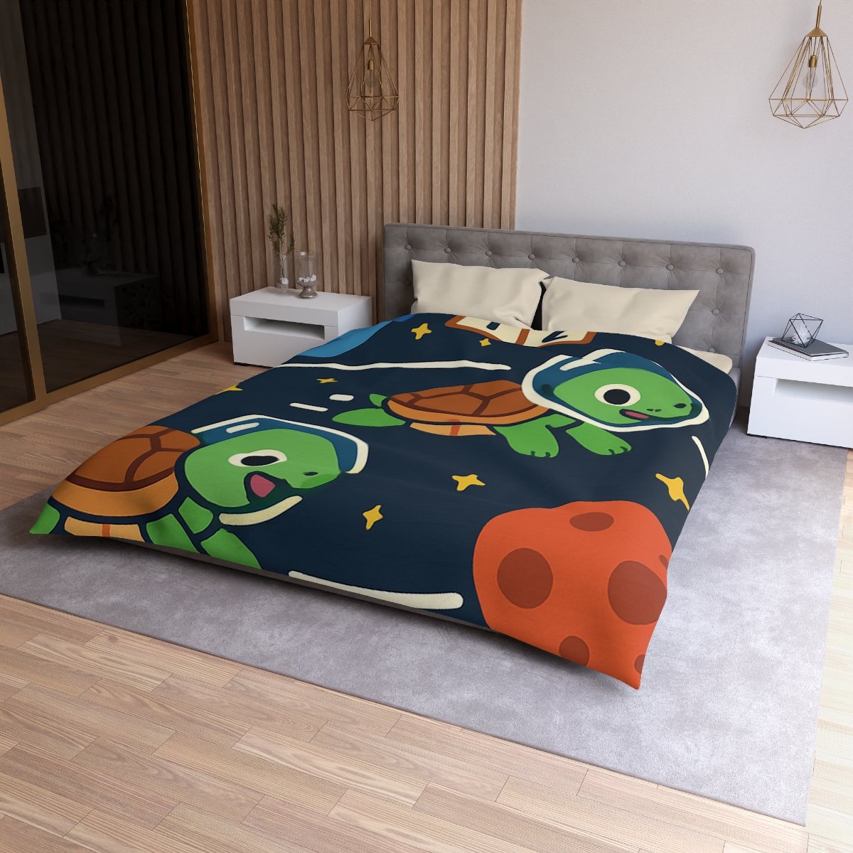 Time Dilation Turtle Race Across Star Track trendy bedroom duvets