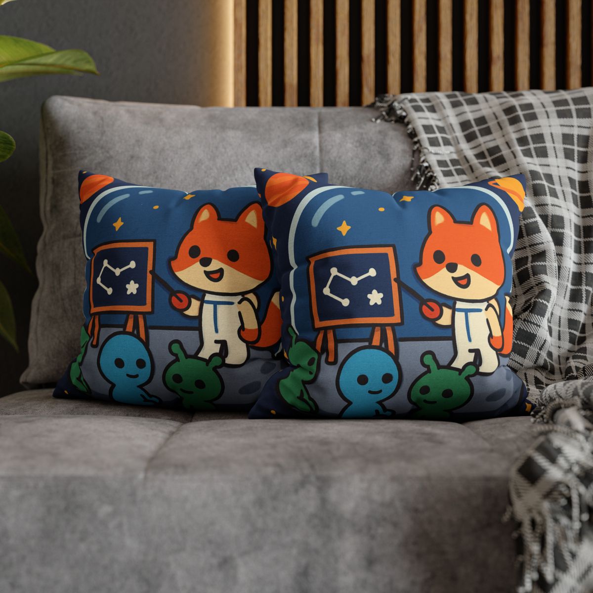 Comet Classroom With Curious Space Fox comfortable bedding pillow covers