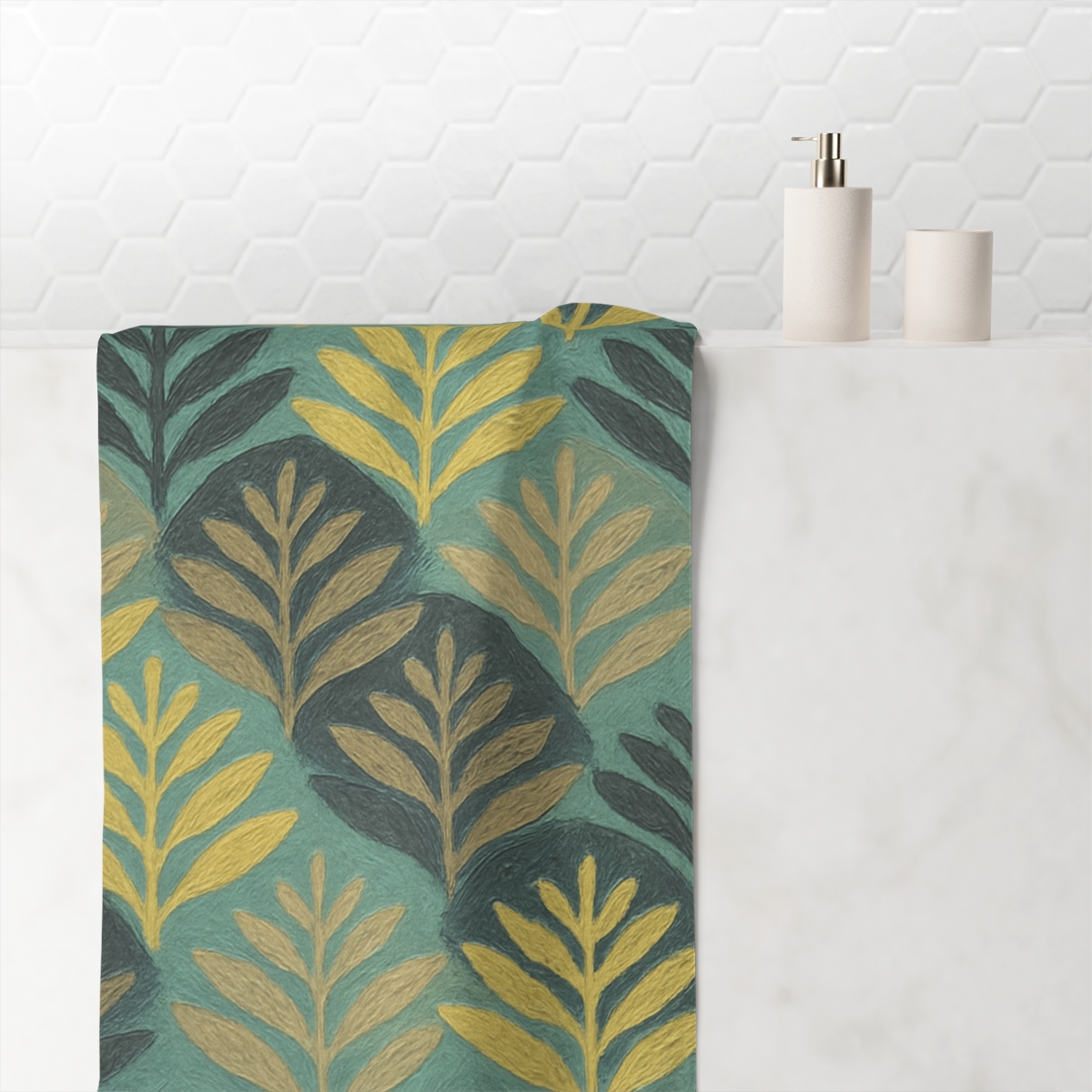 Frond Geometry Panorama custom towels