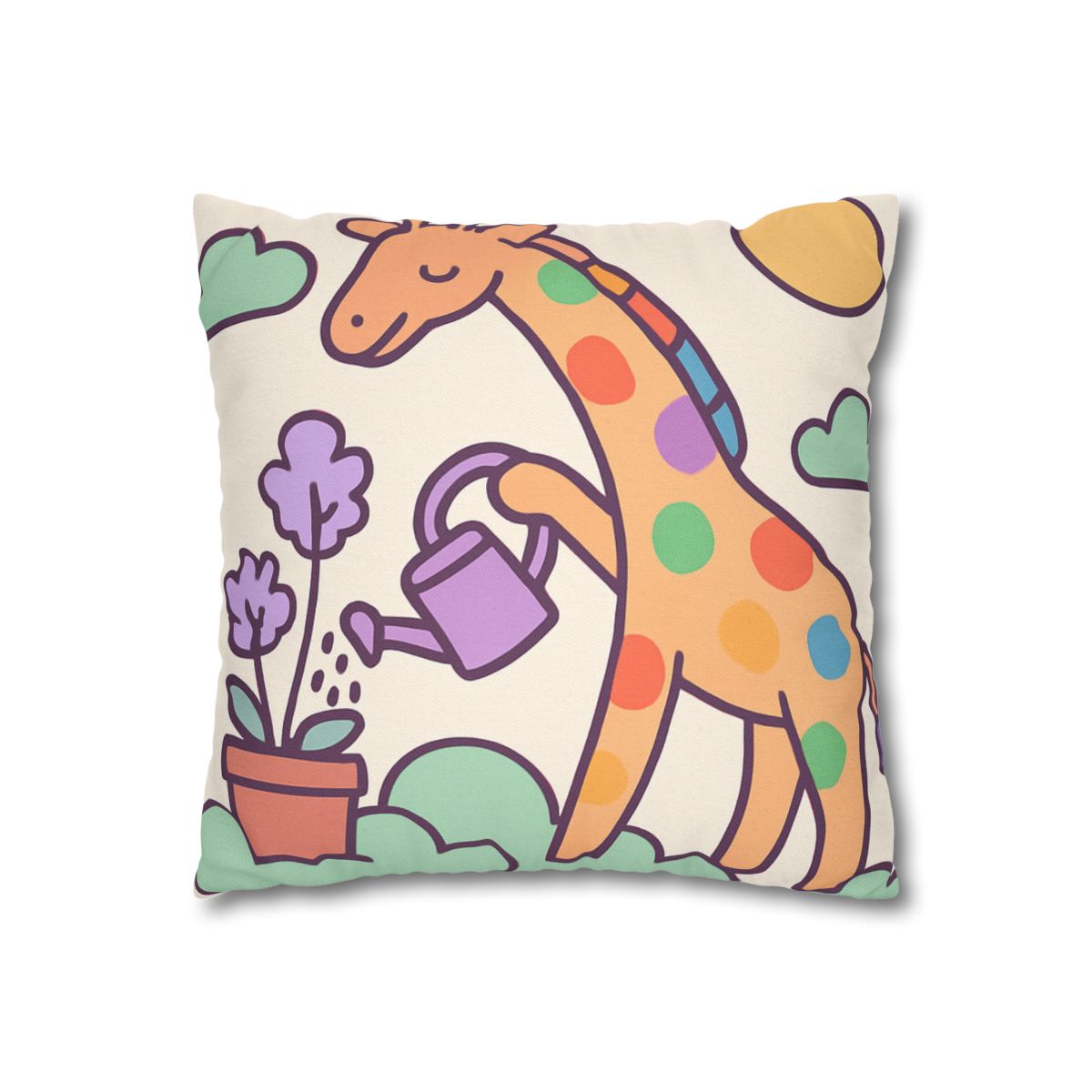 Cloud Garden With Rainbow Giraffe trendy patterned pillow cases