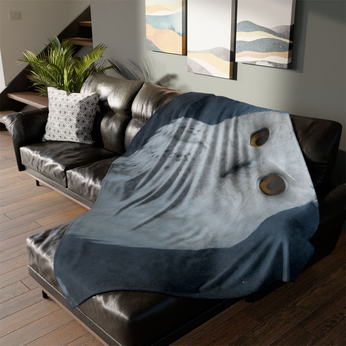 Twilight Watcher Snowy Owl trendy patterned blankets
