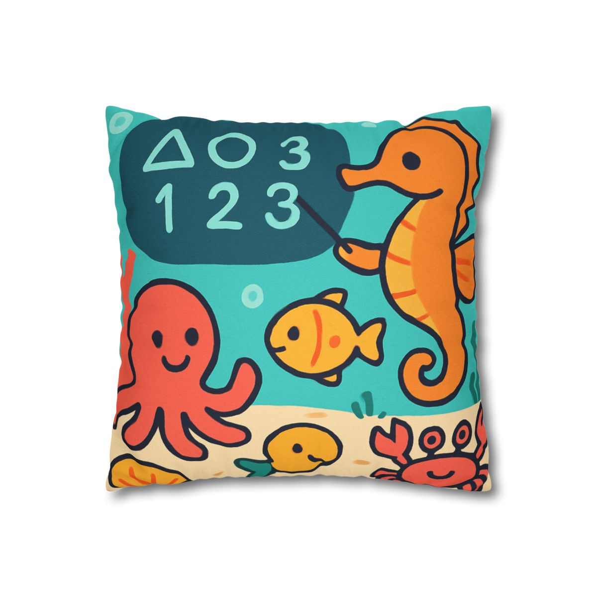 Coral Classroom With The Seahorse Teacher trendy patterned pillow cases