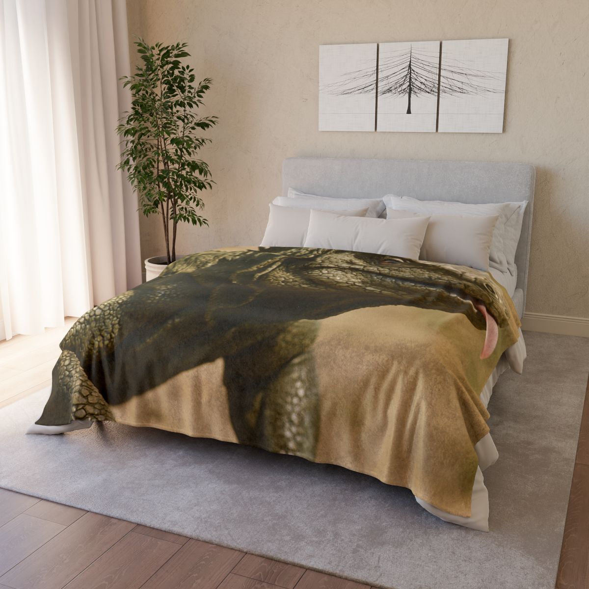 Ancient Sentinel Komodo Dragon trendy patterned blankets