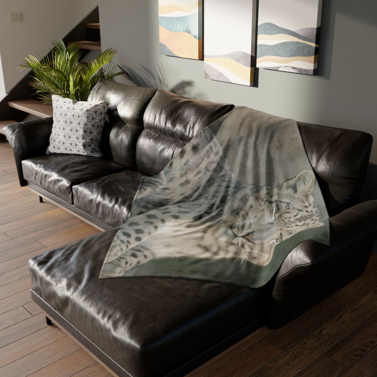 Hidden Realm Snow Leopard soft fleece blankets