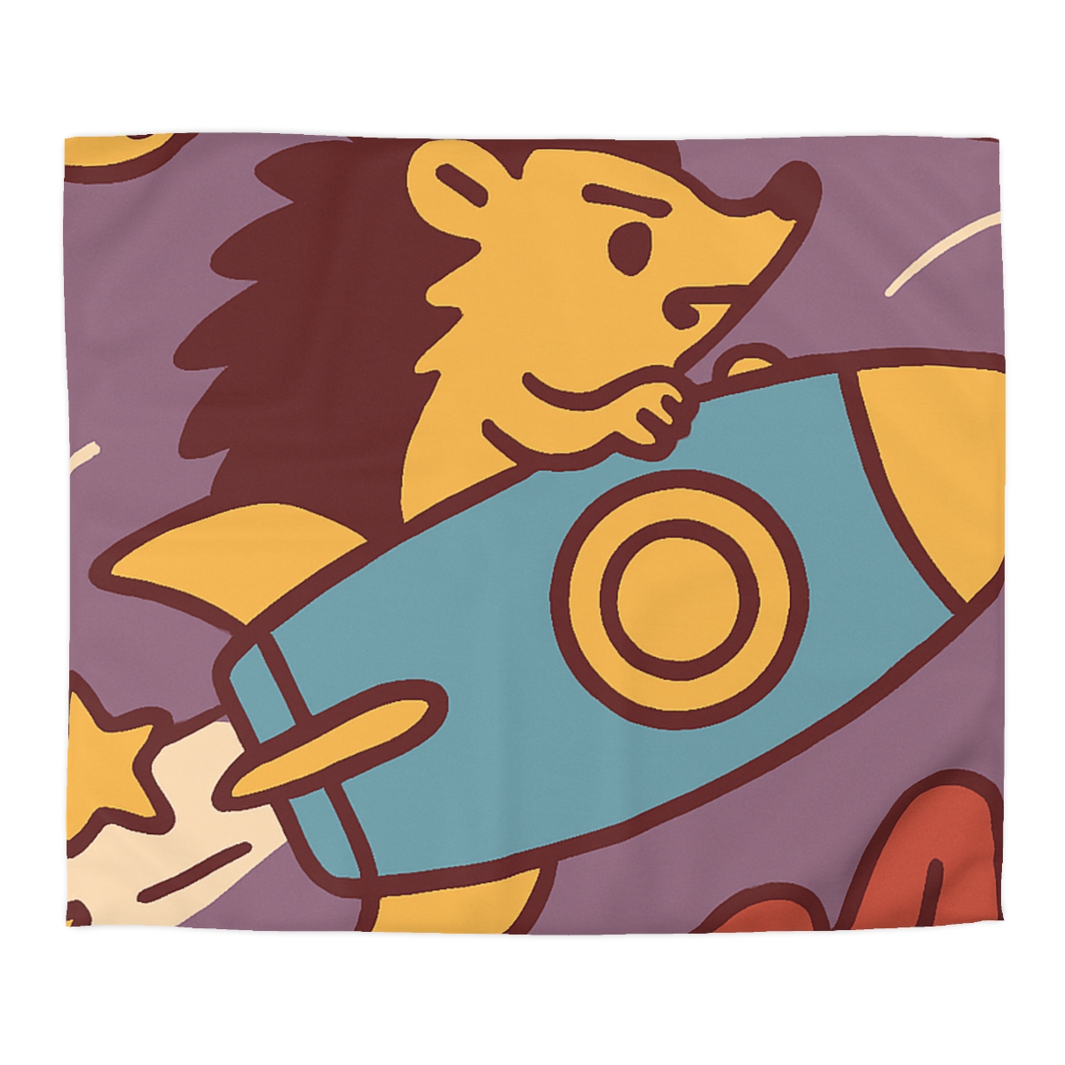 Rocket-Riding Hedgehog personalized bedding duvets