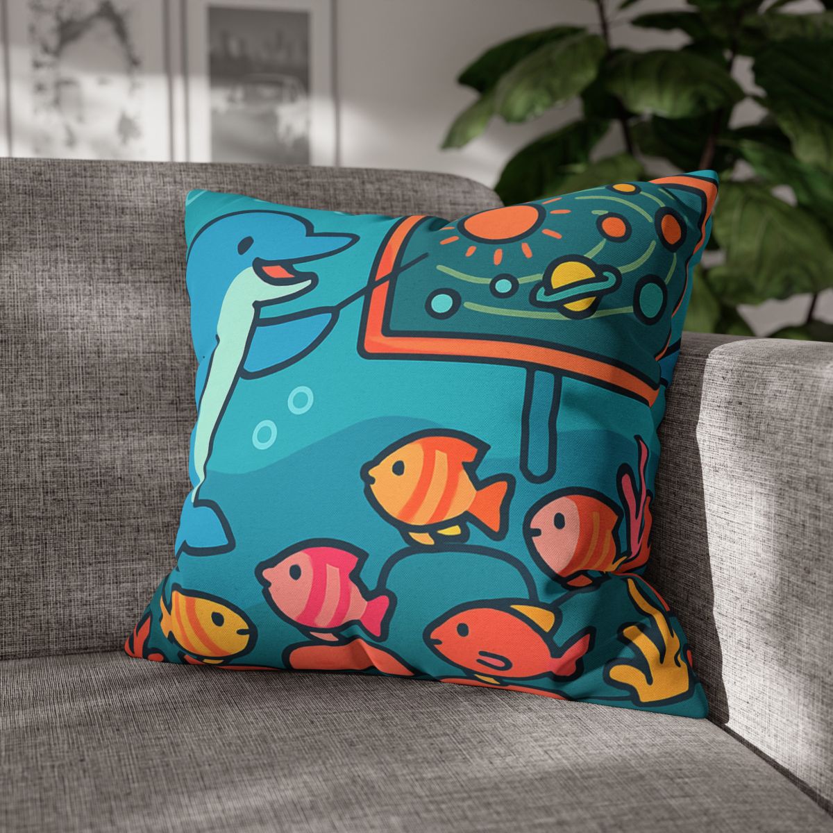 Cosmic Coral Reef Classroom personalized pillow covers