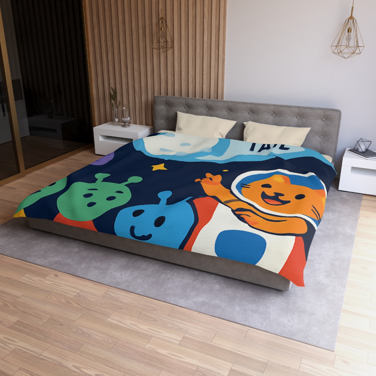 Comet Classroom With Captain Cat personalized bedding duvets