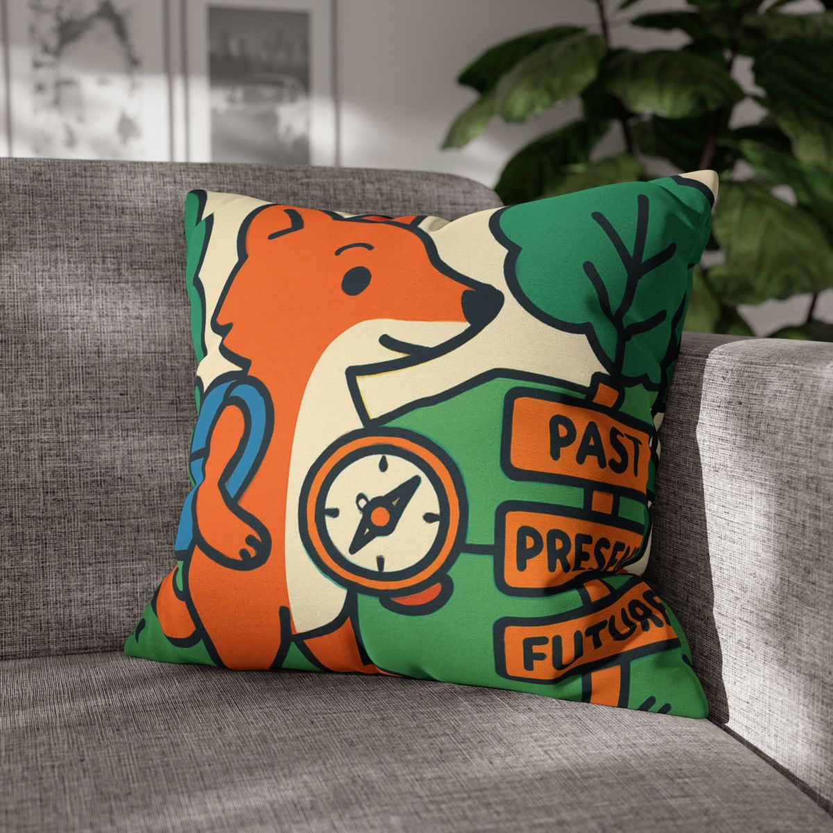 Time Traveling Forest Fox trendy patterned pillow cases