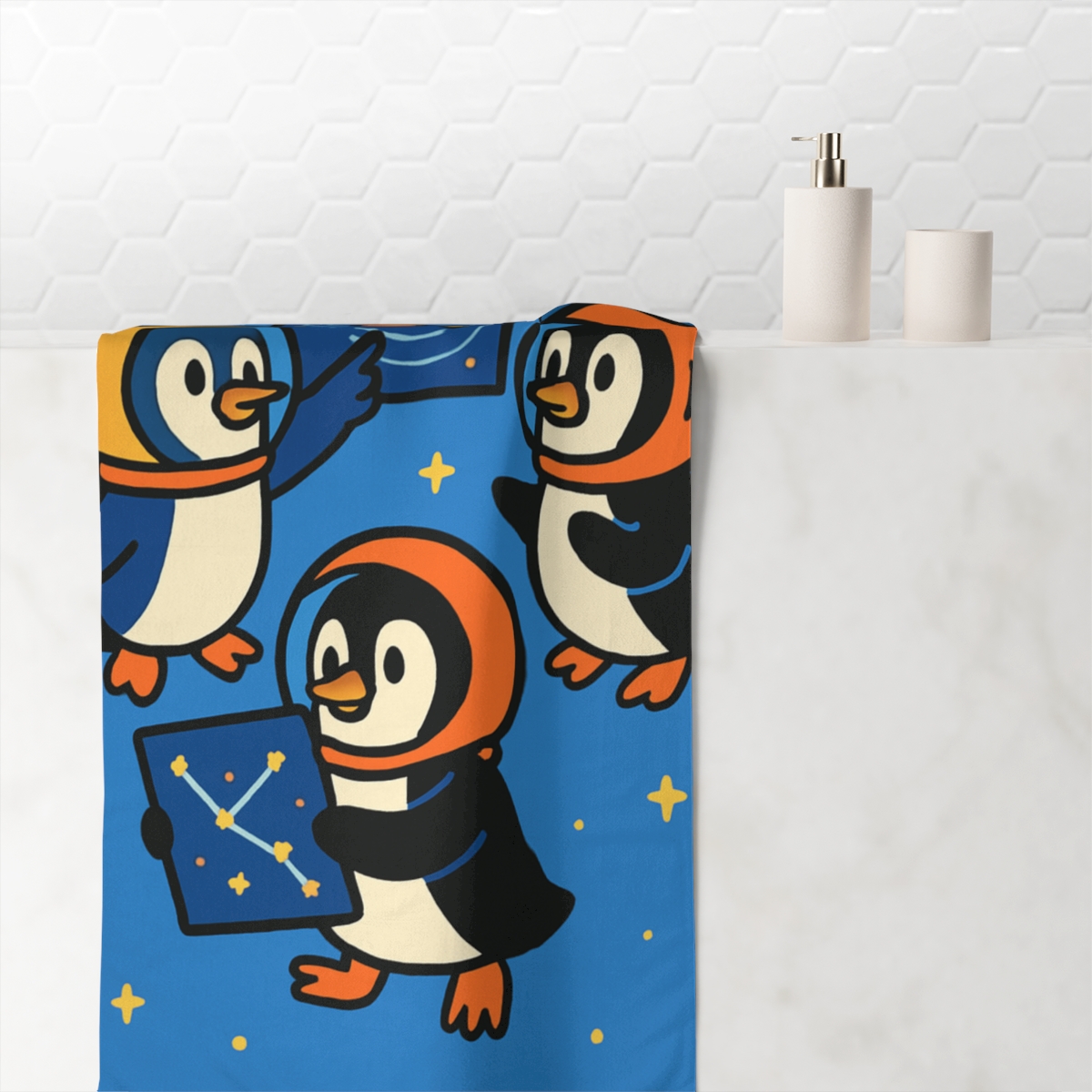 Space School For Curious Penguins decorative home towelscustom towels