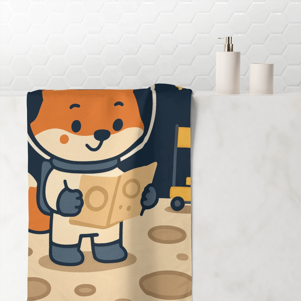 Lunar Fox And The Crater Map unique gift towels
