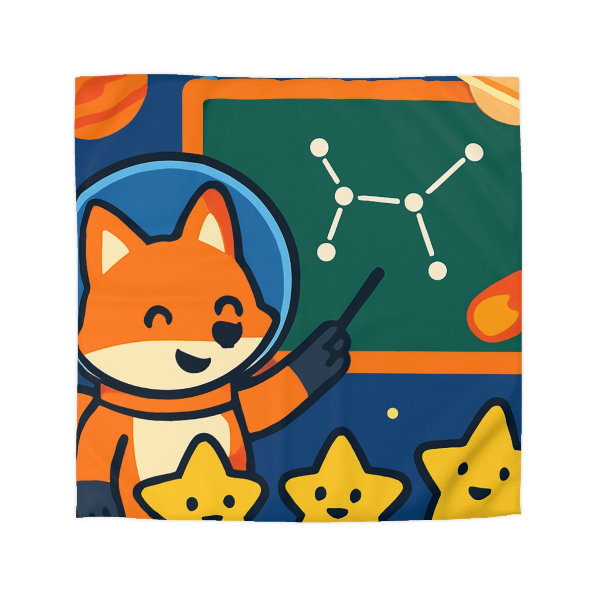 Comet Classroom Space Fox personalized bedding duvets