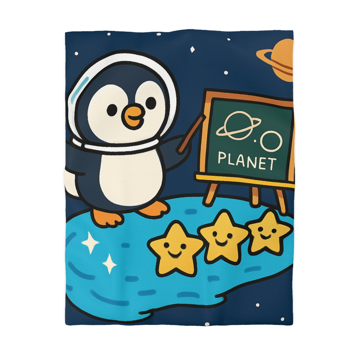 Comet Classroom With Captain Penguin designer printed duvets