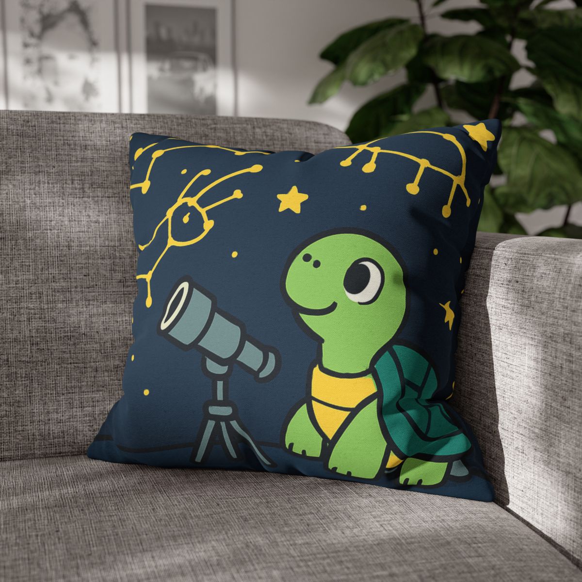 Stargazing Space Turtle trendy patterned pillow cases