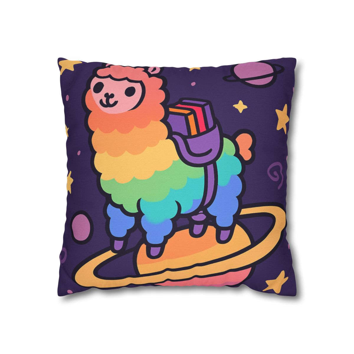 Galaxy Riding Rainbow Llama comfortable bedding pillow covers