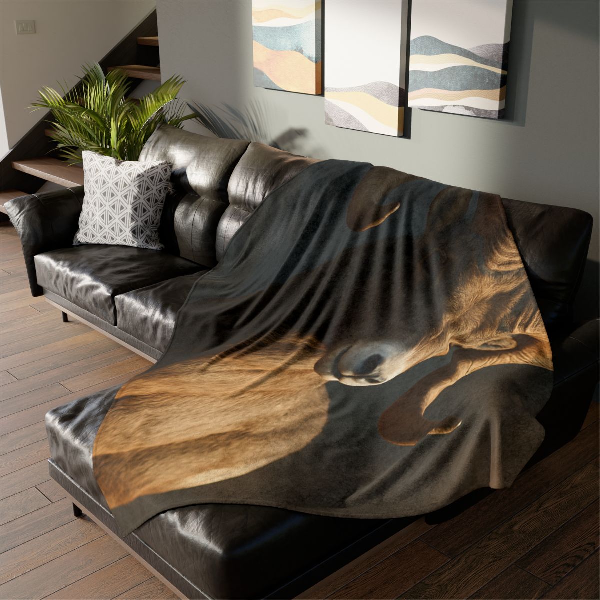 Canyon Shadow Bighorn Sheep trendy patterned blankets