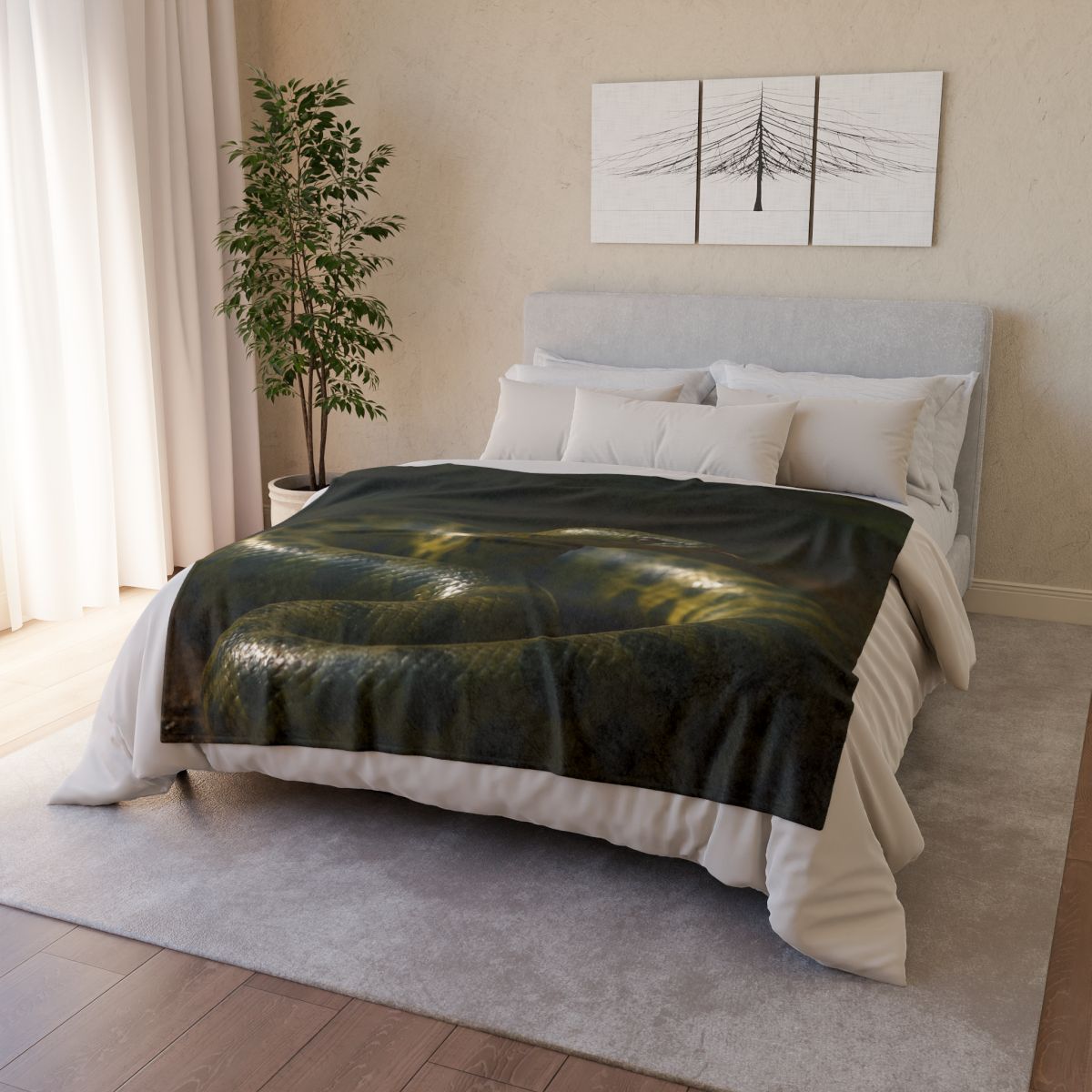 Shadow Ribbon Green Anaconda warm winter blankets