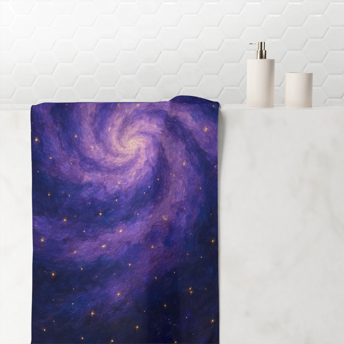 Nebula Dust Spiral designer printed towels