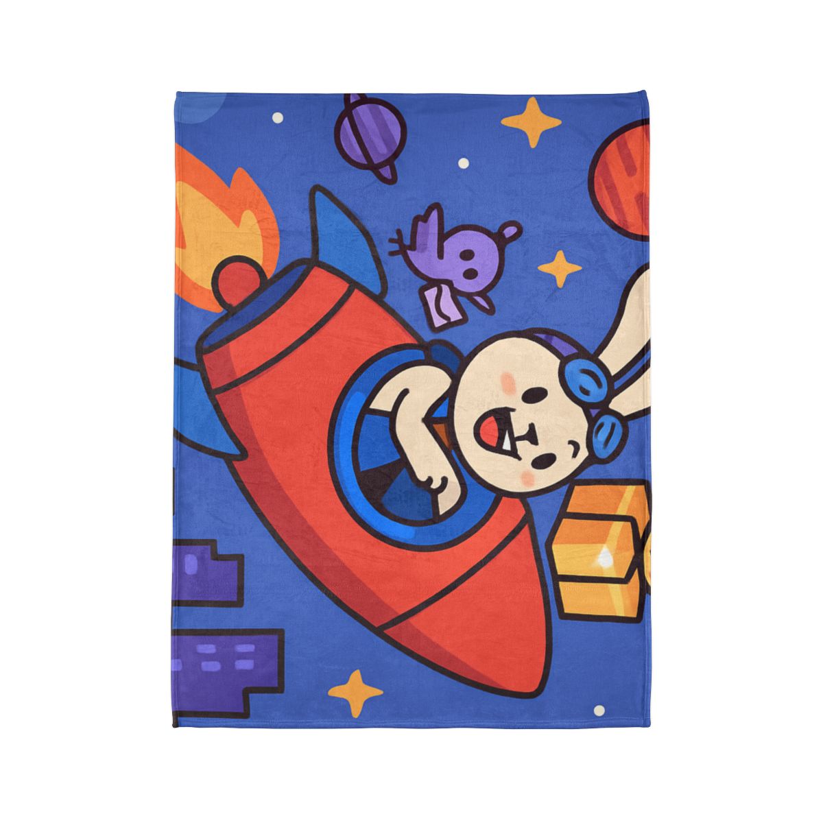 Rocket Rabbit Space Delivery personalized cozy blankets