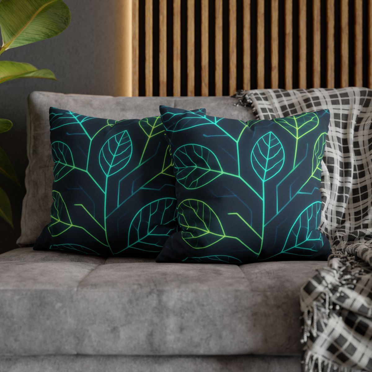 Leaf Vein Circuit Flow designer print pillow cases