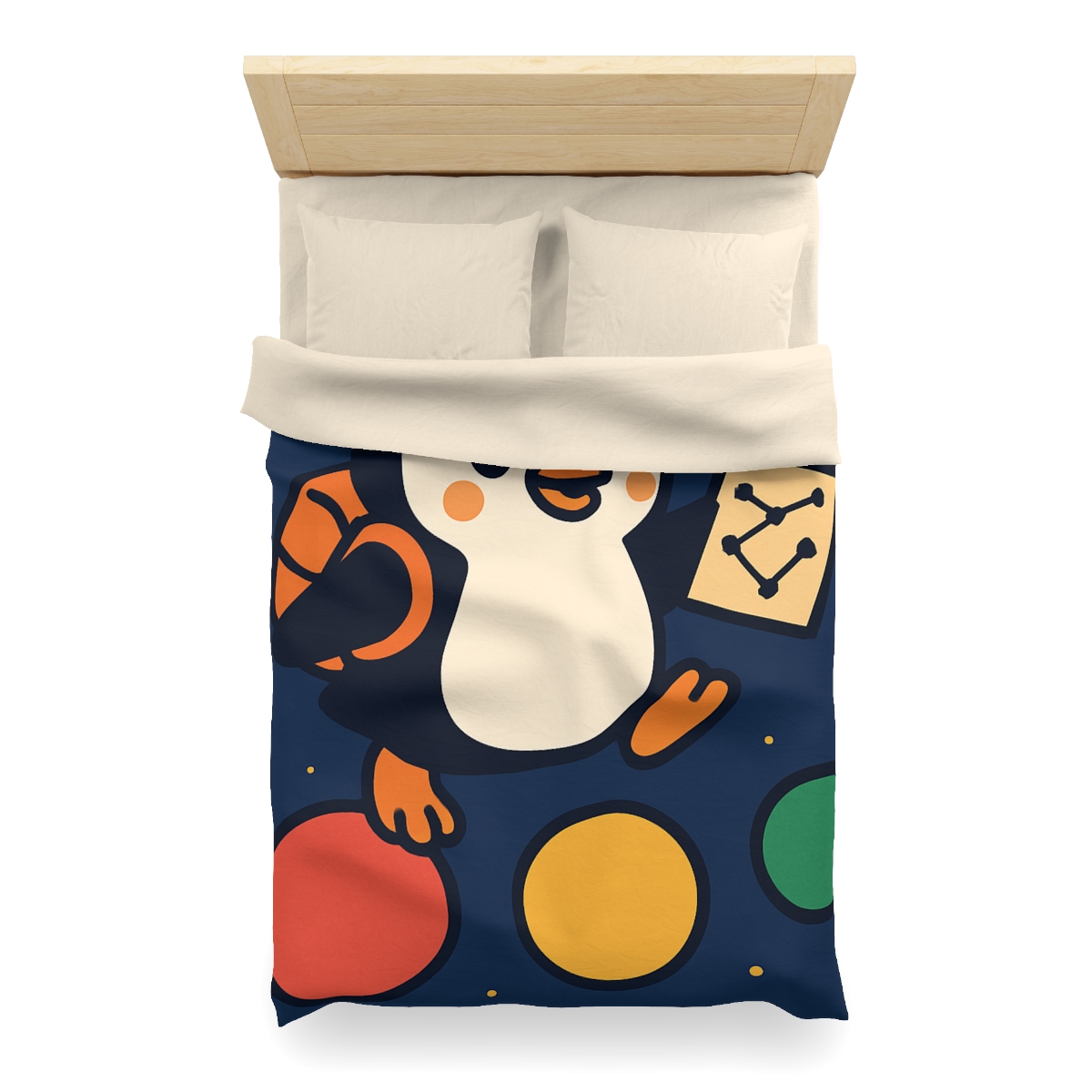 Planet Hopping Penguin Explorer unique patterned duvets