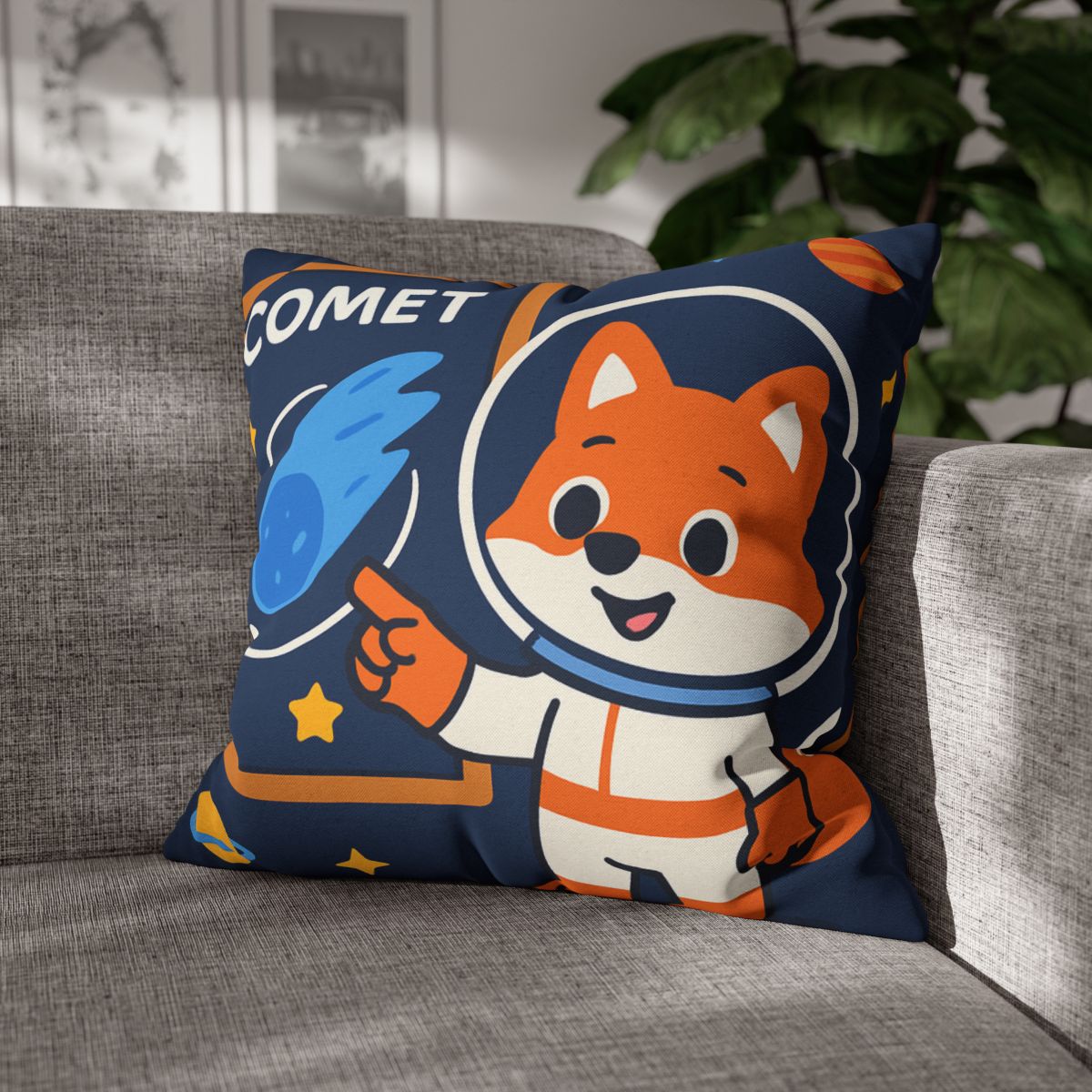Comet Classroom With Curious Space Fox soft cotton pillow cases