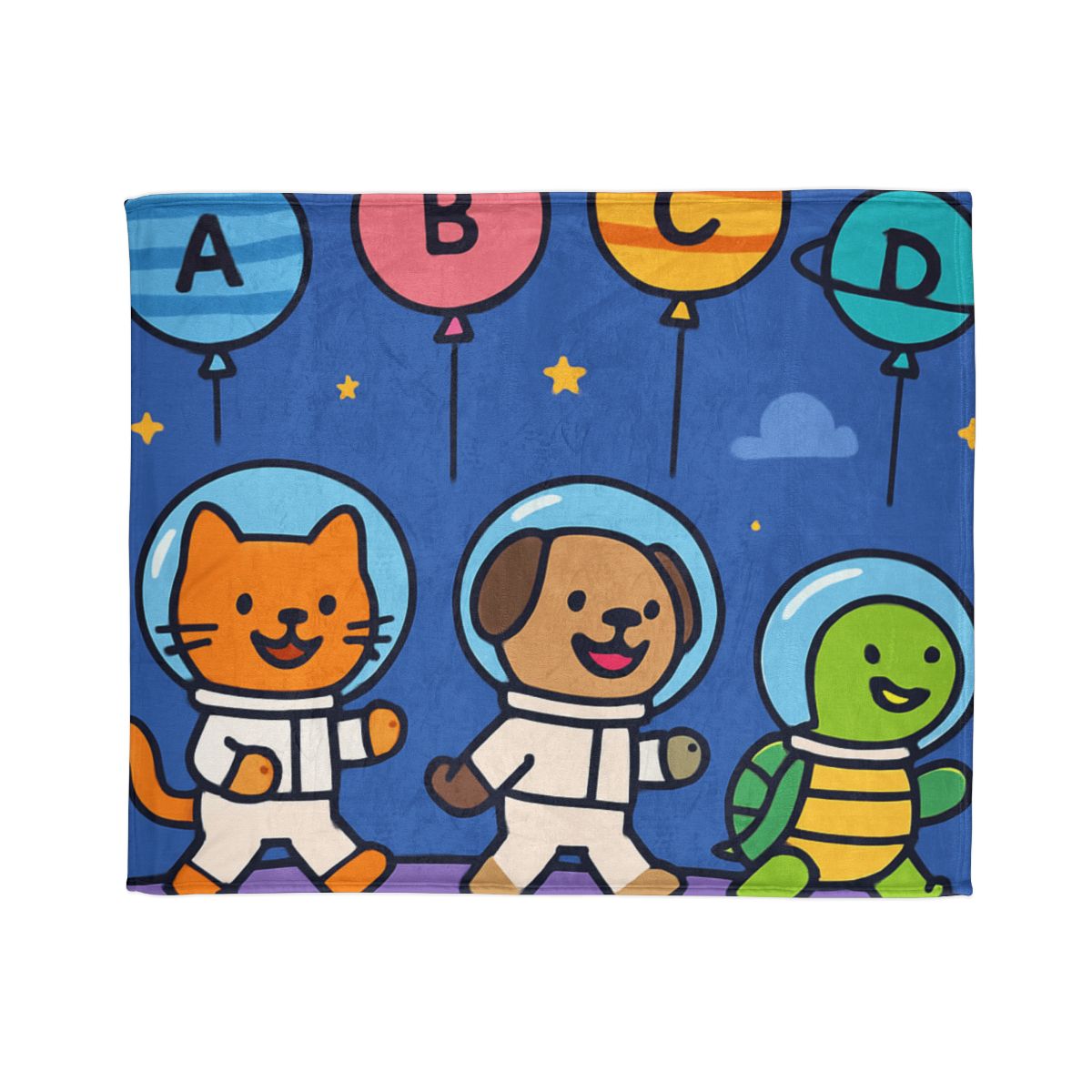 Planet Parade Of The Animal Astronauts soft fleece blankets