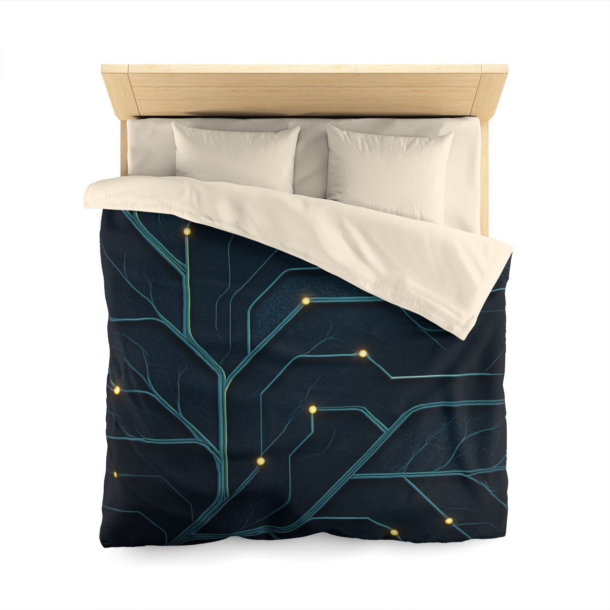 Leaf Vein Circuit Filigree designer printed duvets