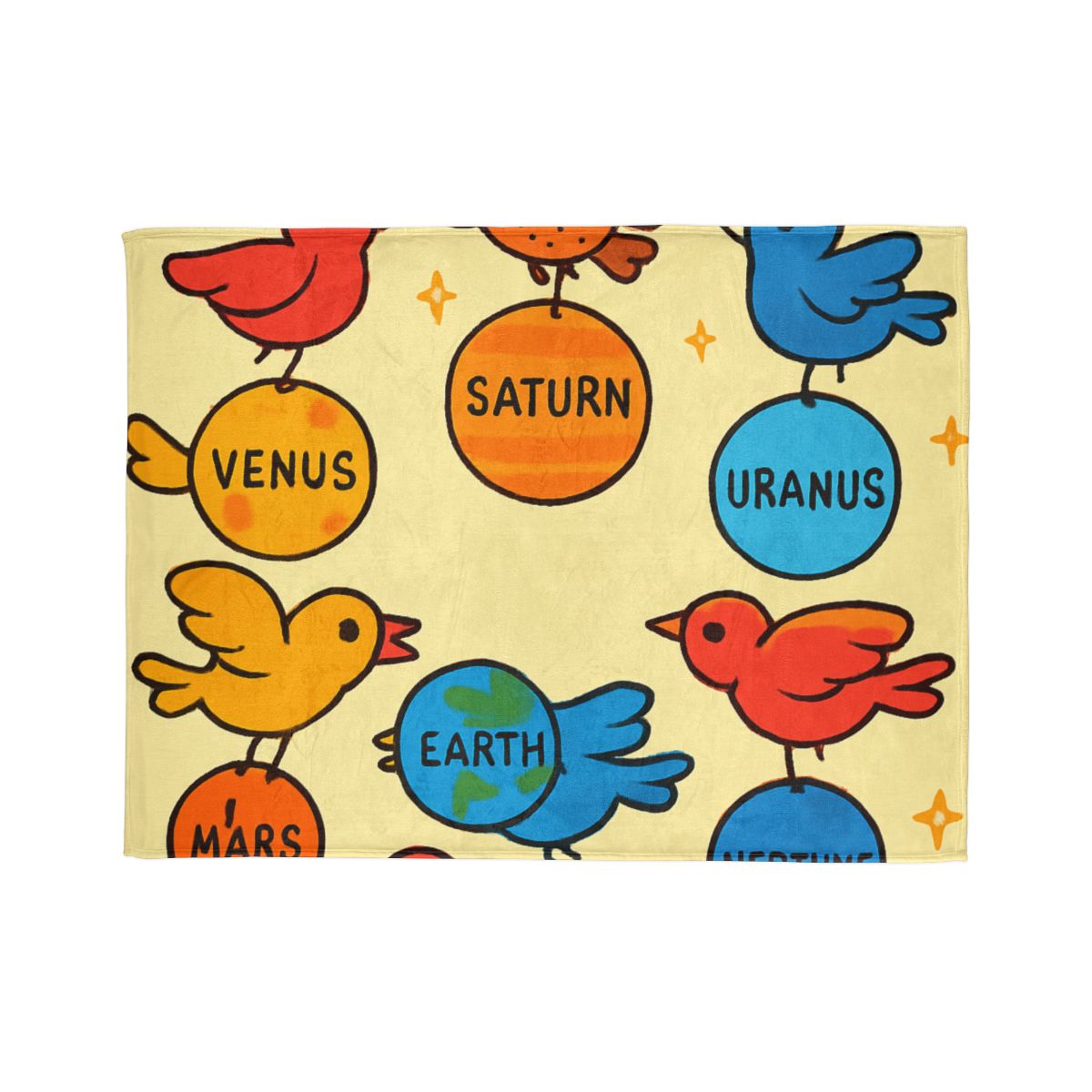 Solar System Circus Of Birds personalized cozy blankets