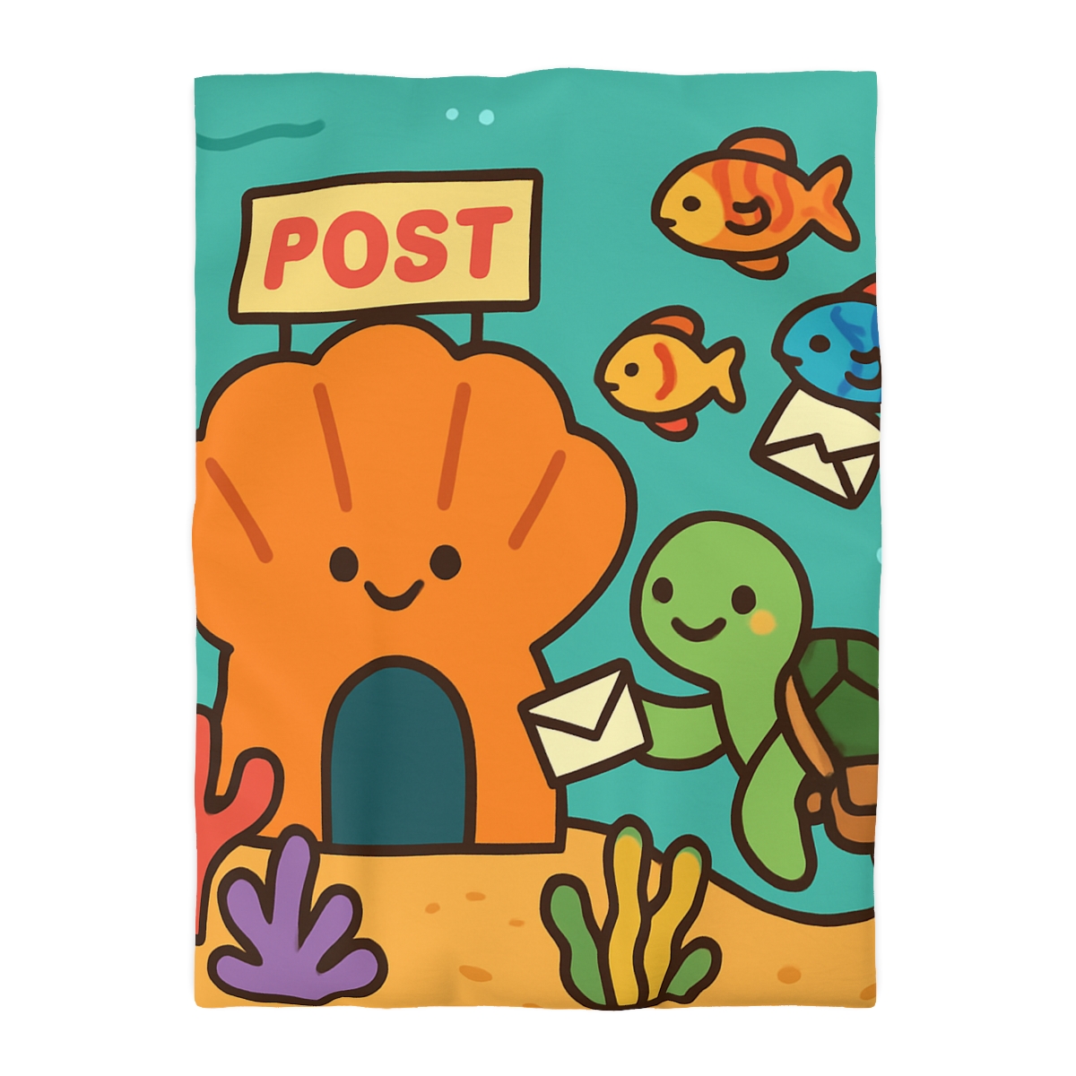 Coral Reef Post Office With Turtle Mail Carrier personalized bedding duvets