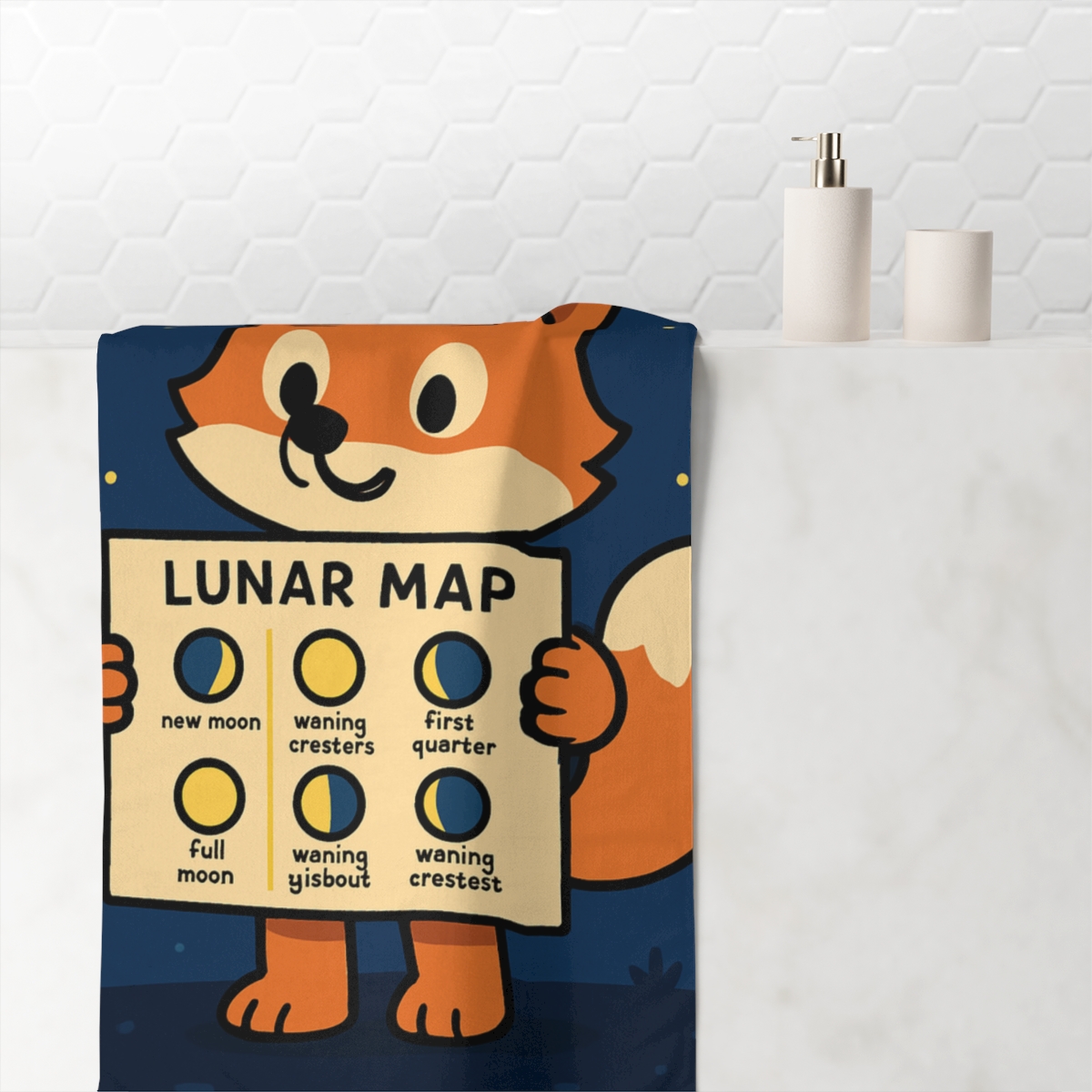 Stargazing Fox And Lunar Map stylish beach towels
