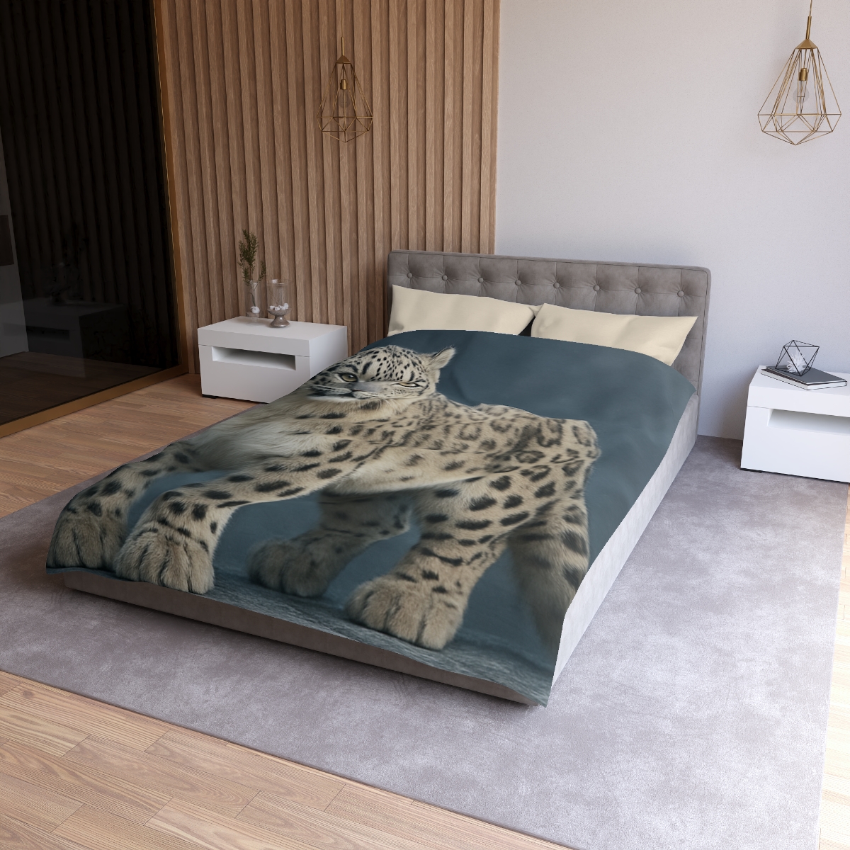 Aurora Gaze Snow Leopard personalized bedding duvets
