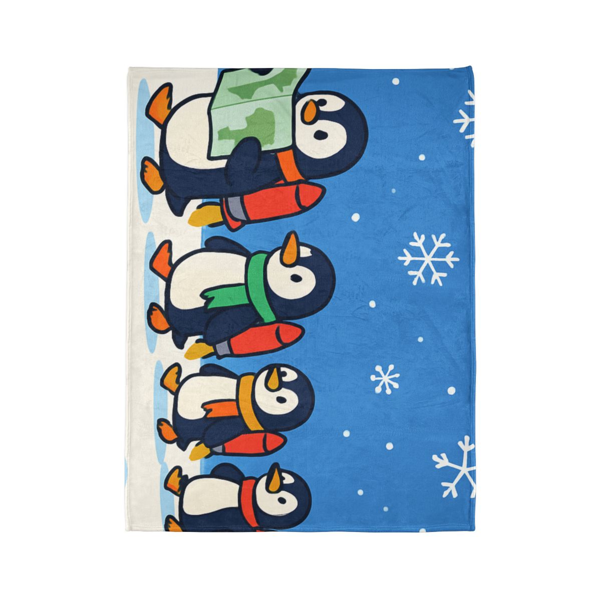 Rocket Penguin Parade personalized cozy blankets