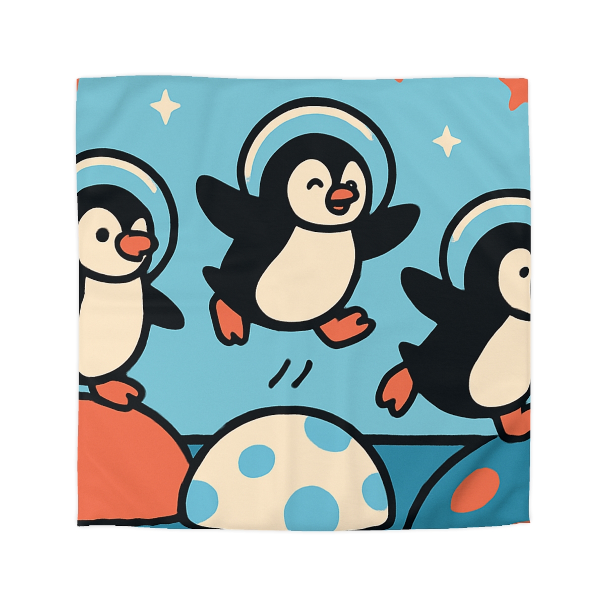 Planet Hopper Penguins personalized bedding duvets