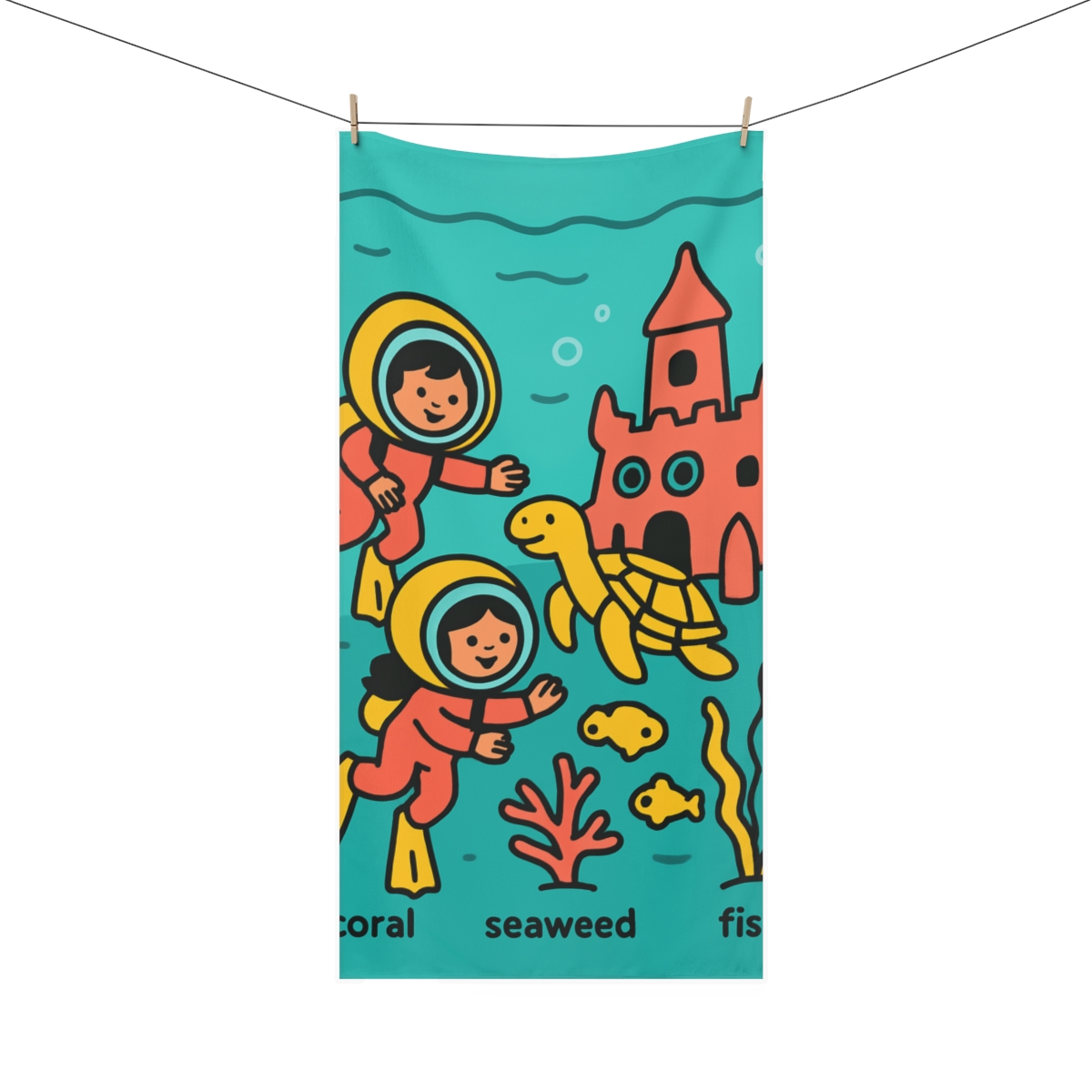 Coral Castle Of The Bubble Astronauts personalized bath towels