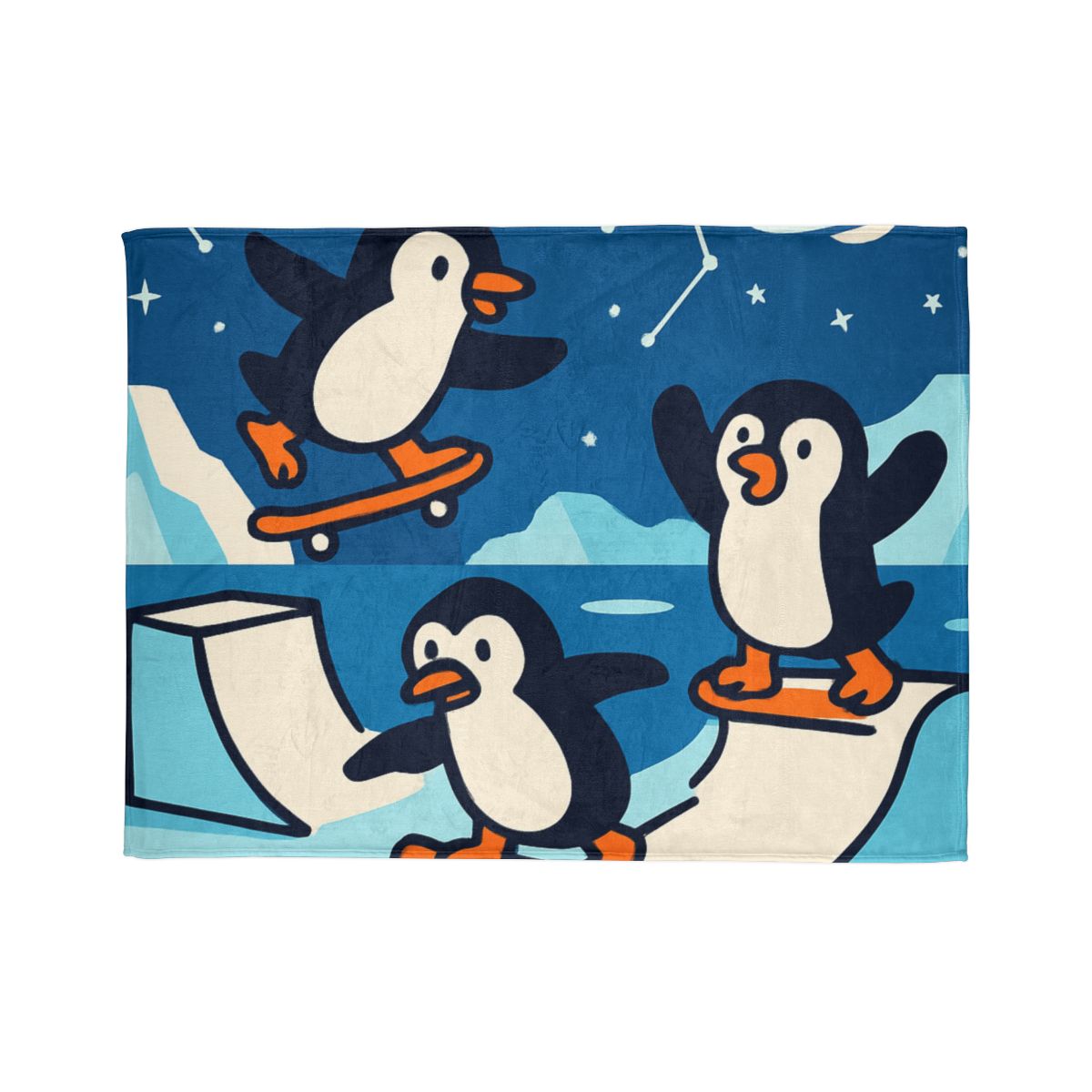 Galaxy Skate Park Penguins decorative home blankets