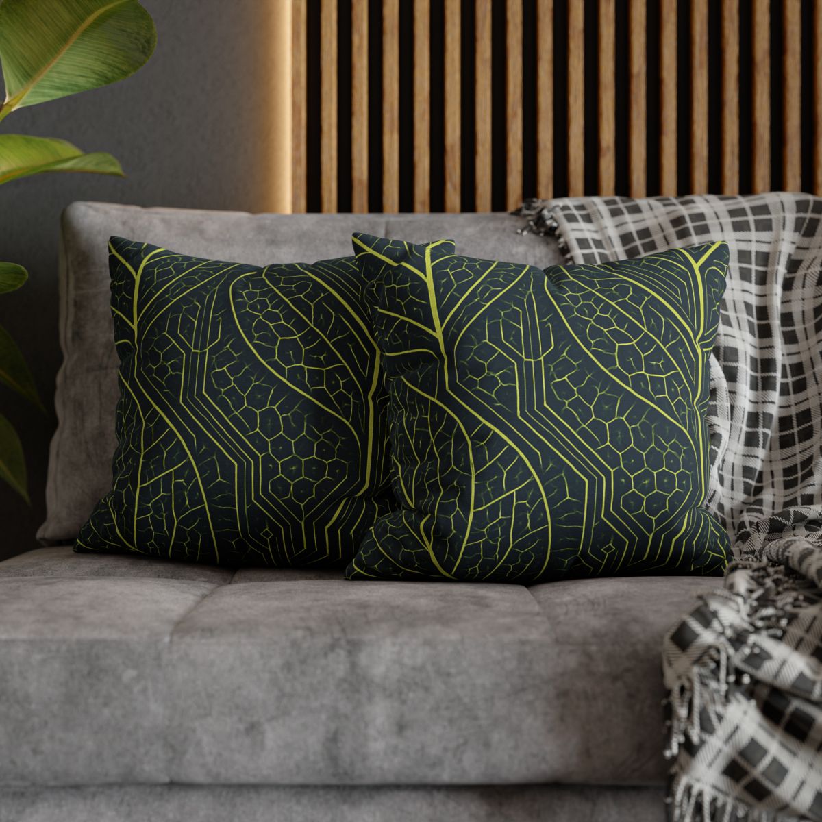 Leaf Vein Circuit Mosaic soft cotton pillow cases