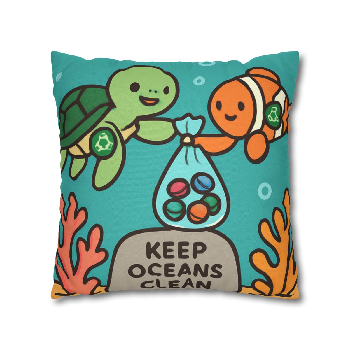 Coral Reef Cleanup Crew soft cotton pillow cases