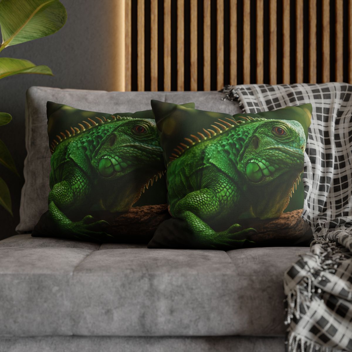 Emerald Gaze Green Iguana custom pillow cases