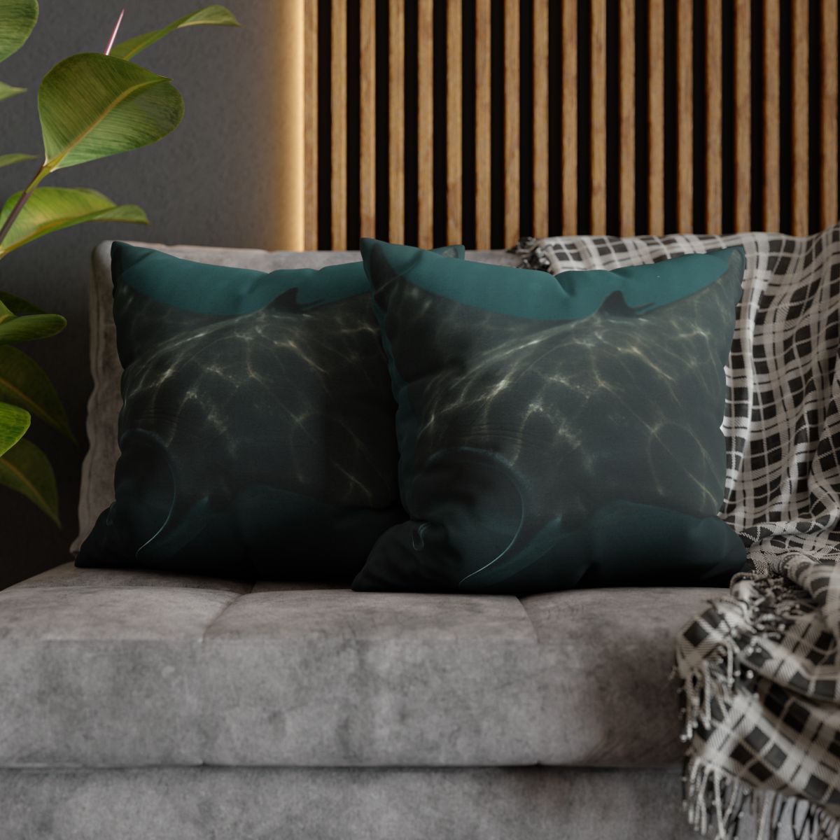 Moonlit Drift Giant Manta Ray designer print pillow cases