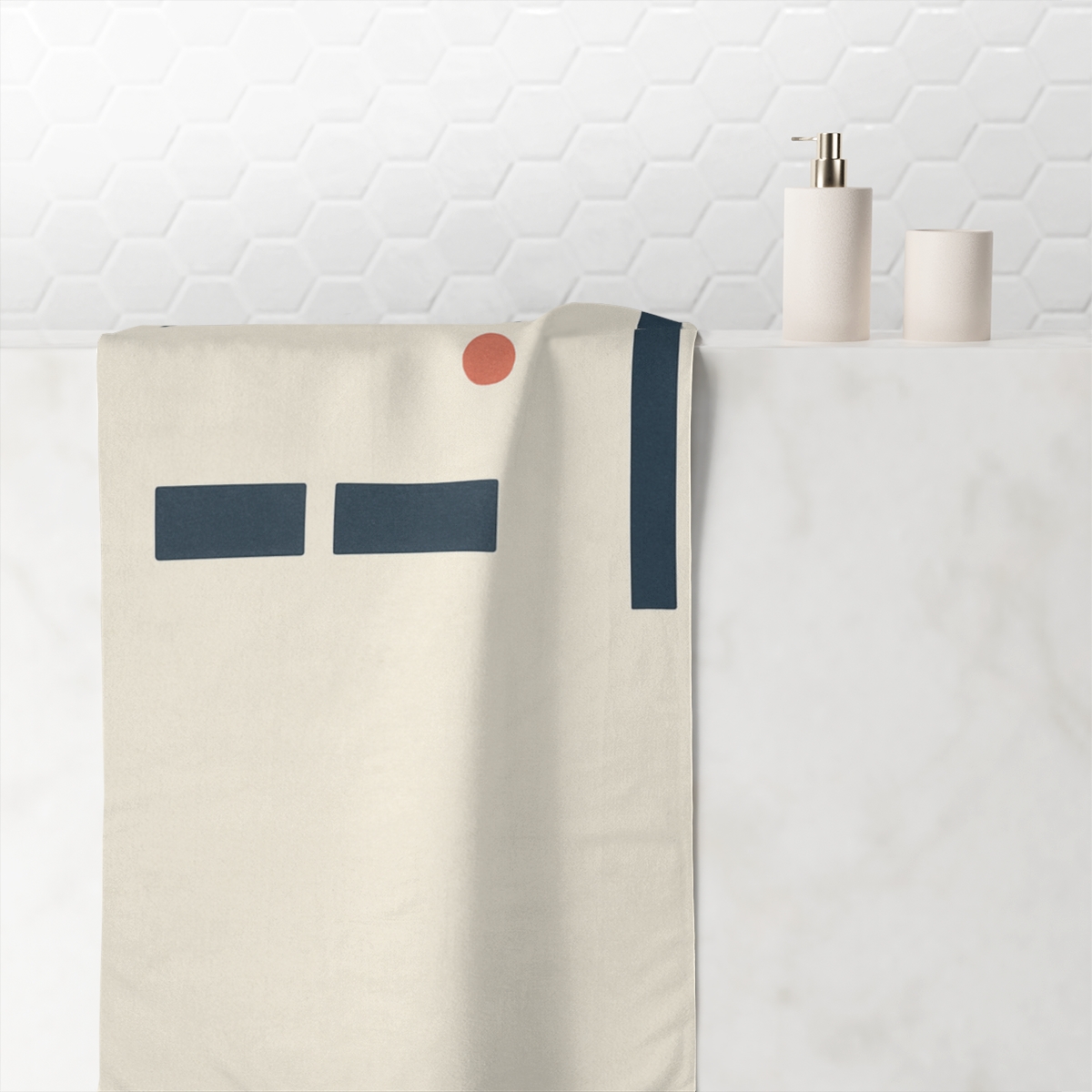 Open Arc With Offset Blocks designer printed towels