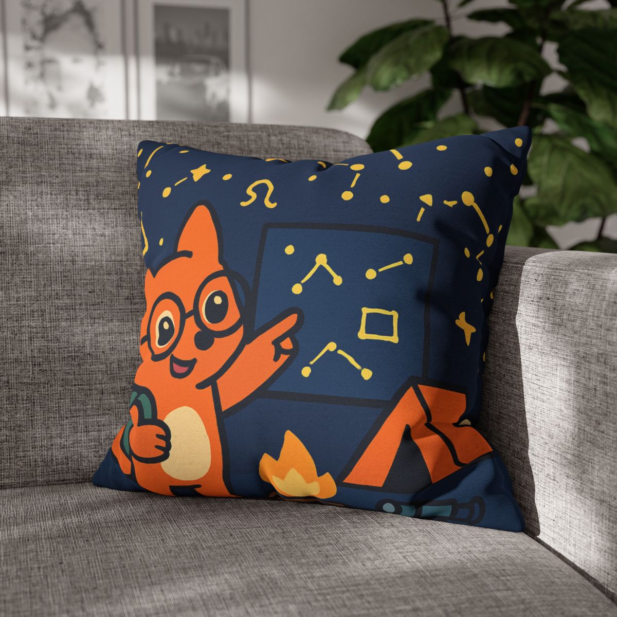 Constellation Camping With Fox Astronomer unique gift pillow cases