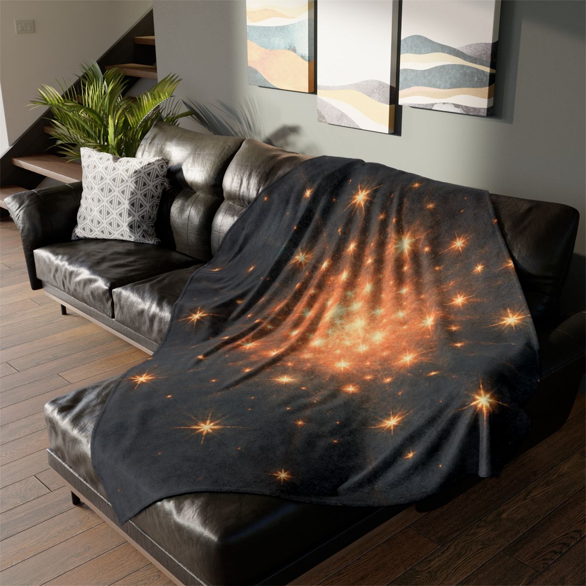 Starburst Mosaic Field personalized cozy blankets