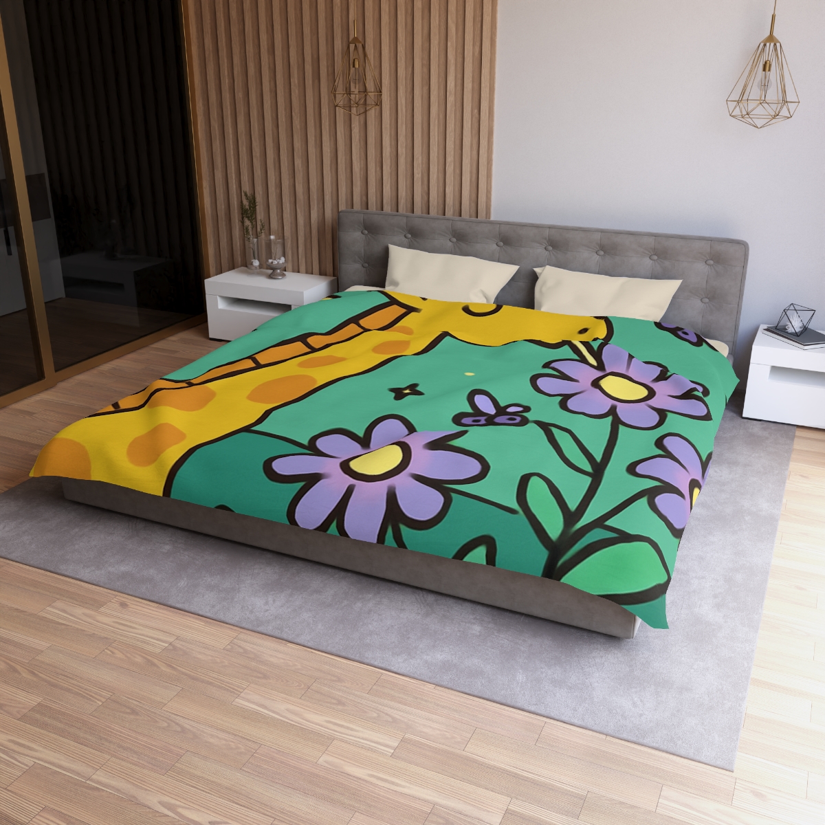 Galactic Garden Giraffe trendy bedroom duvets