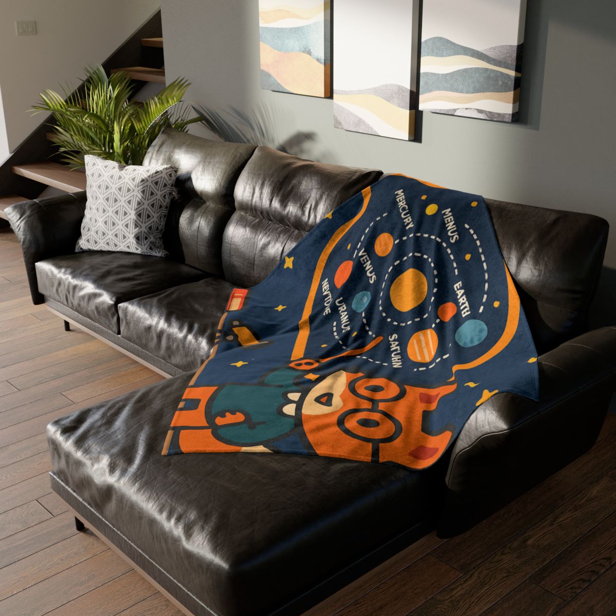 Comet Classroom With Star Map Fox personalized cozy blankets